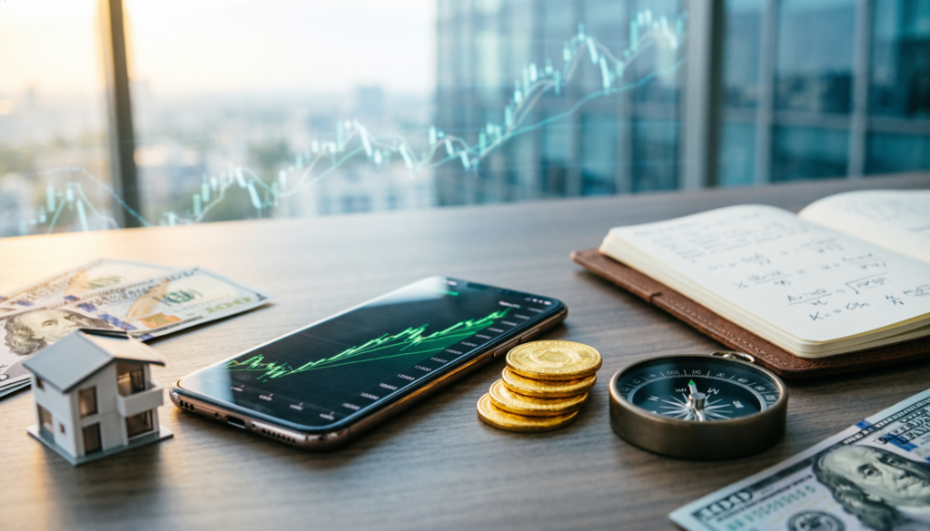 A person analyzing stock market charts on a laptop, representing the concepts of Investing and Stock: A Beginner’s Guide to Growing Your Money.