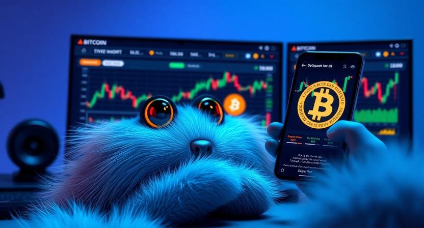 Beginner investor buying Bitcoin safely on a secure cryptocurrency exchange platform in a modern trading workspace