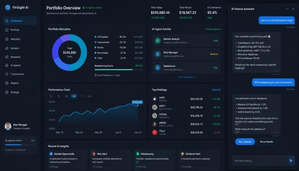 AI-powered portfolio rebalancing dashboard with automated investment analytics
