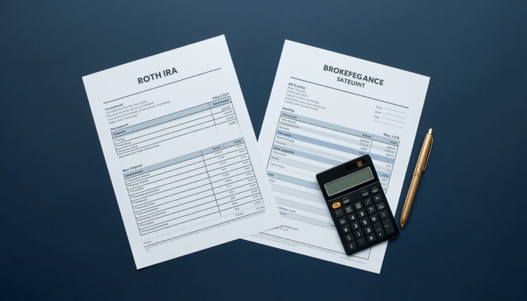Roth IRA and brokerage account statements showing tax-efficient
dividend income strategy for retirement portfolio
