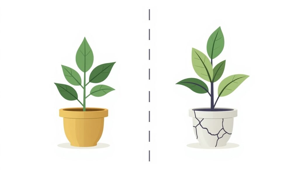 Visual comparison between stable dividend growth investing and
high-yield dividend trap with wilting plant metaphor