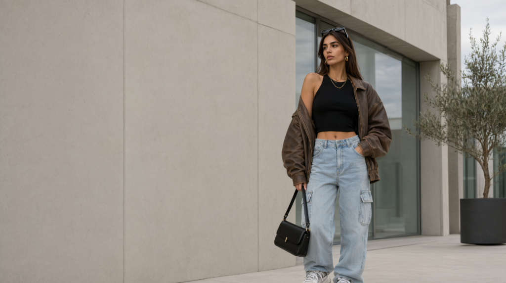 Baddiehub fashion inspired outfit featuring a stylish adult woman in a modern streetwear look